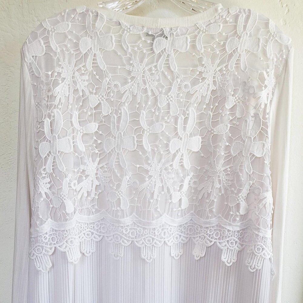 Tribal White Open Cardigan Lace & Pleat Back L - Picture 2 of 11